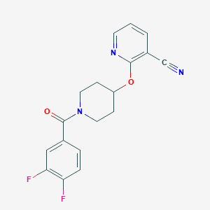 molecular formula C18H15F2N3O2 B2901457 2-((1-(3,4-Difluorobenzoyl)piperidin-4-yl)oxy)nicotinonitrile CAS No. 1448066-06-5
