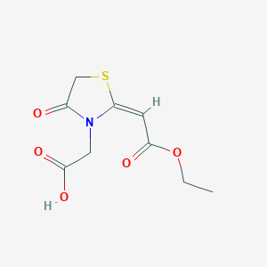molecular formula C9H11NO5S B2901472 2-[2-(2-Ethoxy-2-oxoethylidene)-4-oxo-1,3-thiazolidin-3-yl]acetic acid CAS No. 730956-98-6