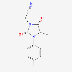 molecular formula C12H10FN3O2 B2901476 2-[3-(4-Fluorophenyl)-4-methyl-2,5-dioxoimidazolidin-1-yl]acetonitrile CAS No. 1214795-59-1