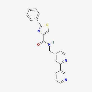 molecular formula C21H16N4OS B2901478 N-([2,3'-bipyridin]-4-ylmethyl)-2-phenylthiazole-4-carboxamide CAS No. 2034268-05-6