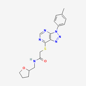 2-[3-(4-methylphenyl)triazolo[4,5-d]pyrimidin-7-yl]sulfanyl-N-(oxolan-2-ylmethyl)acetamide