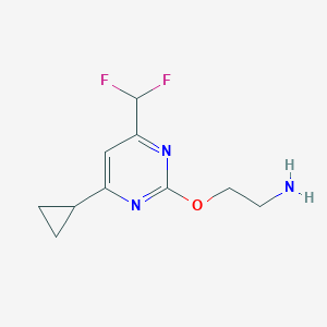 molecular formula C10H13F2N3O B2901481 2-(4-Cyclopropyl-6-difluoromethylpyrimidin-2-yloxy)ethylamine CAS No. 1160246-47-8
