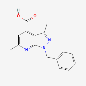 molecular formula C16H15N3O2 B2901497 1-benzyl-3,6-dimethyl-1H-pyrazolo[3,4-b]pyridine-4-carboxylic acid CAS No. 937597-56-3