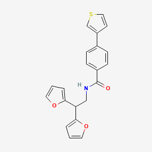N-[2,2-bis(furan-2-yl)ethyl]-4-(thiophen-3-yl)benzamide
