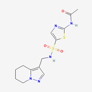 molecular formula C13H17N5O3S2 B2901501 N-(5-(N-((4,5,6,7-tetrahydropyrazolo[1,5-a]pyridin-3-yl)methyl)sulfamoyl)thiazol-2-yl)acetamide CAS No. 2034246-13-2