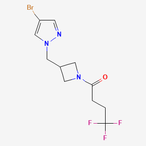 molecular formula C11H13BrF3N3O B2901509 1-{3-[(4-bromo-1H-pyrazol-1-yl)methyl]azetidin-1-yl}-4,4,4-trifluorobutan-1-one CAS No. 2415509-88-3