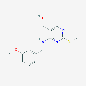 molecular formula C14H17N3O2S B290152 [4-[(3-Methoxybenzyl)amino]-2-(methylsulfanyl)-5-pyrimidinyl]methanol 