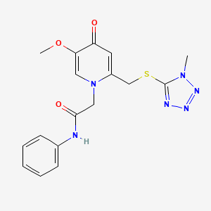 2-(5-methoxy-2-(((1-methyl-1H-tetrazol-5-yl)thio)methyl)-4-oxopyridin-1(4H)-yl)-N-phenylacetamide