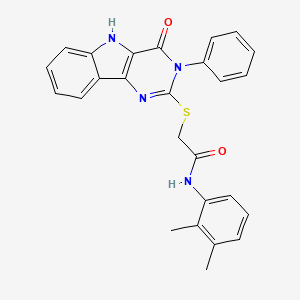 molecular formula C26H22N4O2S B2901541 N-(2,3-dimethylphenyl)-2-[(4-oxo-3-phenyl-5H-pyrimido[5,4-b]indol-2-yl)sulfanyl]acetamide CAS No. 536703-63-6