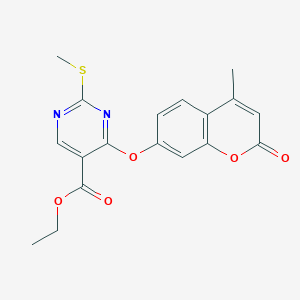 molecular formula C18H16N2O5S B290156 ethyl 4-[(4-methyl-2-oxo-2H-chromen-7-yl)oxy]-2-(methylsulfanyl)-5-pyrimidinecarboxylate 