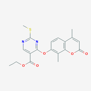 ethyl 4-[(4,8-dimethyl-2-oxo-2H-chromen-7-yl)oxy]-2-(methylsulfanyl)-5-pyrimidinecarboxylate