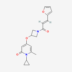 molecular formula C19H20N2O4 B2901581 (E)-1-cyclopropyl-4-((1-(3-(furan-2-yl)acryloyl)azetidin-3-yl)oxy)-6-methylpyridin-2(1H)-one CAS No. 2035000-25-8