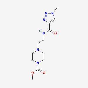 molecular formula C12H20N6O3 B2901592 methyl 4-(2-(1-methyl-1H-1,2,3-triazole-4-carboxamido)ethyl)piperazine-1-carboxylate CAS No. 1219906-05-4