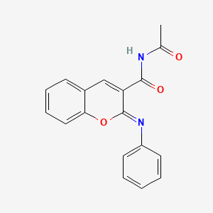 molecular formula C18H14N2O3 B2901601 (Z)-N-acetyl-2-(phenylimino)-2H-chromene-3-carboxamide CAS No. 910218-55-2