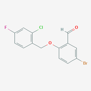 molecular formula C14H9BrClFO2 B2901607 5-Bromo-2-[(2-chloro-4-fluorobenzyl)oxy]benzaldehyde CAS No. 588692-20-0
