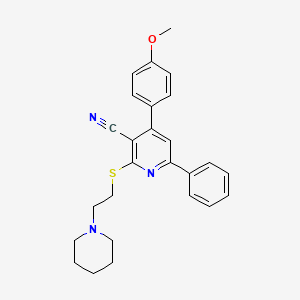 molecular formula C26H27N3OS B2901609 4-(4-Methoxyphenyl)-6-phenyl-2-{[2-(piperidin-1-yl)ethyl]sulfanyl}pyridine-3-carbonitrile CAS No. 311333-16-1