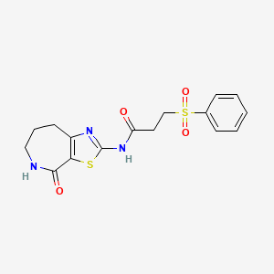 molecular formula C16H17N3O4S2 B2901616 N-(4-oxo-5,6,7,8-tetrahydro-4H-thiazolo[5,4-c]azepin-2-yl)-3-(phenylsulfonyl)propanamide CAS No. 1797565-94-6
