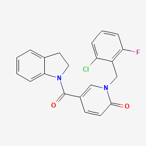 molecular formula C21H16ClFN2O2 B2901620 1-(2-chloro-6-fluorobenzyl)-5-(indoline-1-carbonyl)pyridin-2(1H)-one CAS No. 899970-35-5