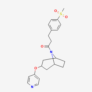 molecular formula C22H26N2O4S B2901626 3-(4-(methylsulfonyl)phenyl)-1-((1R,5S)-3-(pyridin-4-yloxy)-8-azabicyclo[3.2.1]octan-8-yl)propan-1-one CAS No. 2108953-83-7