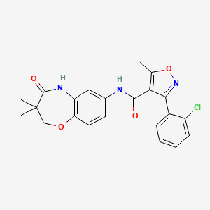 molecular formula C22H20ClN3O4 B2901627 3-(2-chlorophenyl)-N-(3,3-dimethyl-4-oxo-2,3,4,5-tetrahydrobenzo[b][1,4]oxazepin-7-yl)-5-methylisoxazole-4-carboxamide CAS No. 921842-42-4