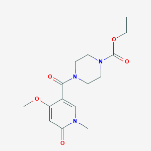 molecular formula C15H21N3O5 B2901628 Ethyl 4-(4-methoxy-1-methyl-6-oxo-1,6-dihydropyridine-3-carbonyl)piperazine-1-carboxylate CAS No. 2034319-84-9