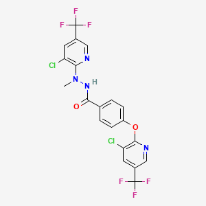 molecular formula C20H12Cl2F6N4O2 B2901640 N-((3-Chloro-5-(trifluoromethyl)(2-pyridyl))methylamino)(4-(3-chloro-5-(trifluoromethyl)(2-pyridyloxy))phenyl)formamide CAS No. 1023495-13-7