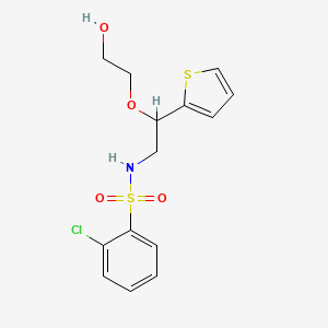 molecular formula C14H16ClNO4S2 B2901645 2-chloro-N-(2-(2-hydroxyethoxy)-2-(thiophen-2-yl)ethyl)benzenesulfonamide CAS No. 2034303-48-3