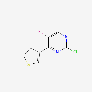 molecular formula C8H4ClFN2S B2901646 2-氯-5-氟-4-(噻吩-3-基)嘧啶 CAS No. 1542581-57-6