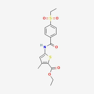 molecular formula C17H19NO5S2 B2901651 Ethyl 5-(4-(ethylsulfonyl)benzamido)-3-methylthiophene-2-carboxylate CAS No. 922698-04-2