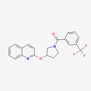 molecular formula C21H17F3N2O2 B2901652 (3-(Quinolin-2-yloxy)pyrrolidin-1-yl)(3-(trifluoromethyl)phenyl)methanone CAS No. 2034445-45-7