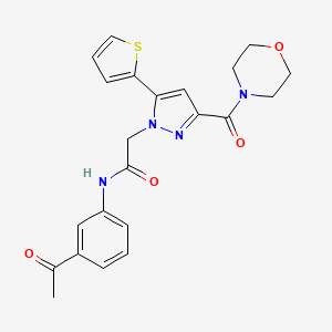 molecular formula C22H22N4O4S B2901658 N-(3-acetylphenyl)-2-(3-(morpholine-4-carbonyl)-5-(thiophen-2-yl)-1H-pyrazol-1-yl)acetamide CAS No. 1173038-13-5