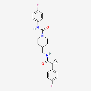 molecular formula C23H25F2N3O2 B2901661 N-(4-fluorophenyl)-4-((1-(4-fluorophenyl)cyclopropanecarboxamido)methyl)piperidine-1-carboxamide CAS No. 1286726-16-6