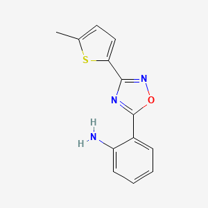 molecular formula C13H11N3OS B2901669 2-[3-(5-Methylthiophen-2-yl)-1,2,4-oxadiazol-5-yl]aniline CAS No. 1018128-71-6