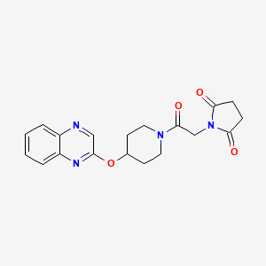 molecular formula C19H20N4O4 B2901677 1-(2-Oxo-2-(4-(quinoxalin-2-yloxy)piperidin-1-yl)ethyl)pyrrolidine-2,5-dione CAS No. 1706051-50-4