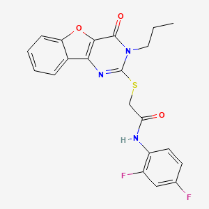 molecular formula C21H17F2N3O3S B2901683 N-(2,4-difluorophenyl)-2-[(4-oxo-3-propyl-3,4-dihydro[1]benzofuro[3,2-d]pyrimidin-2-yl)sulfanyl]acetamide CAS No. 900003-82-9