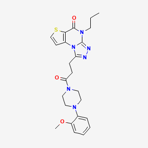 molecular formula C24H28N6O3S B2901691 1-(3-(4-(2-methoxyphenyl)piperazin-1-yl)-3-oxopropyl)-4-propylthieno[2,3-e][1,2,4]triazolo[4,3-a]pyrimidin-5(4H)-one CAS No. 1217123-99-3