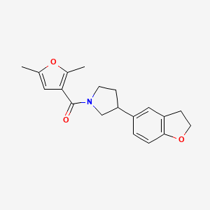 molecular formula C19H21NO3 B2901693 3-(2,3-Dihydro-1-benzofuran-5-yl)-1-(2,5-dimethylfuran-3-carbonyl)pyrrolidine CAS No. 2097918-31-3