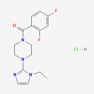 molecular formula C16H19ClF2N4O B2901697 (2,4-difluorophenyl)(4-(1-ethyl-1H-imidazol-2-yl)piperazin-1-yl)methanone hydrochloride CAS No. 1189864-42-3