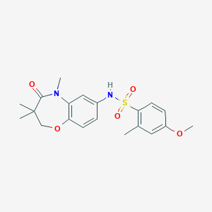 molecular formula C20H24N2O5S B2901702 4-methoxy-2-methyl-N-(3,3,5-trimethyl-4-oxo-2,3,4,5-tetrahydrobenzo[b][1,4]oxazepin-7-yl)benzenesulfonamide CAS No. 922103-27-3