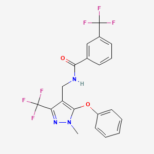 molecular formula C20H15F6N3O2 B2901704 N-[[1-methyl-5-phenoxy-3-(trifluoromethyl)pyrazol-4-yl]methyl]-3-(trifluoromethyl)benzamide CAS No. 955963-63-0