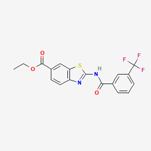 molecular formula C18H13F3N2O3S B2901711 Ethyl 2-(3-(trifluoromethyl)benzamido)benzo[d]thiazole-6-carboxylate CAS No. 888409-35-6