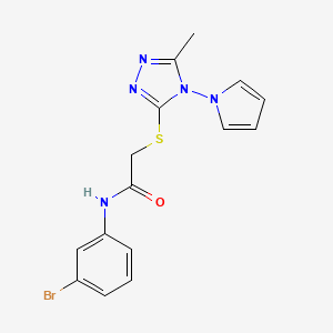 molecular formula C15H14BrN5OS B2901715 N-(3-bromophenyl)-2-{[5-methyl-4-(1H-pyrrol-1-yl)-4H-1,2,4-triazol-3-yl]sulfanyl}acetamide CAS No. 896291-34-2