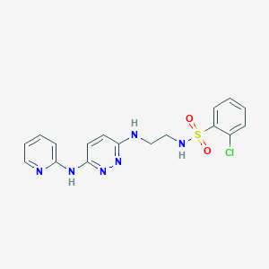 molecular formula C17H17ClN6O2S B2901717 2-chloro-N-(2-((6-(pyridin-2-ylamino)pyridazin-3-yl)amino)ethyl)benzenesulfonamide CAS No. 1021038-75-4