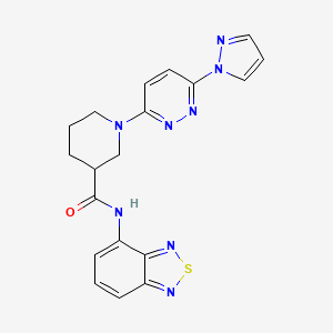 molecular formula C19H18N8OS B2901723 1-(6-(1H-pyrazol-1-yl)pyridazin-3-yl)-N-(benzo[c][1,2,5]thiadiazol-4-yl)piperidine-3-carboxamide CAS No. 1286729-05-2