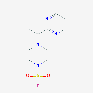 molecular formula C10H15FN4O2S B2901725 4-(1-Pyrimidin-2-ylethyl)piperazine-1-sulfonyl fluoride CAS No. 2411256-60-3