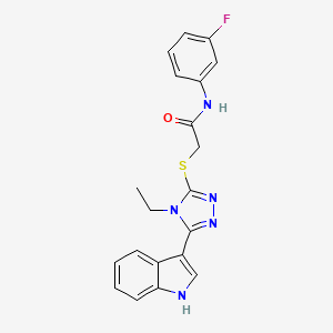 molecular formula C20H18FN5OS B2901727 2-((4-ethyl-5-(1H-indol-3-yl)-4H-1,2,4-triazol-3-yl)thio)-N-(3-fluorophenyl)acetamide CAS No. 852143-75-0