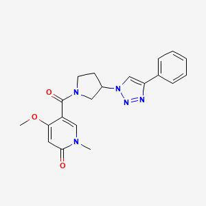 molecular formula C20H21N5O3 B2901728 4-methoxy-1-methyl-5-(3-(4-phenyl-1H-1,2,3-triazol-1-yl)pyrrolidine-1-carbonyl)pyridin-2(1H)-one CAS No. 2034445-51-5