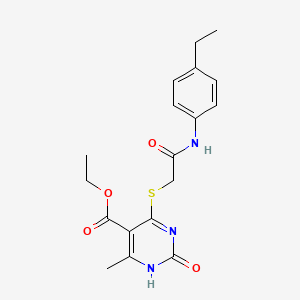 molecular formula C18H21N3O4S B2901729 ethyl 4-[2-(4-ethylanilino)-2-oxoethyl]sulfanyl-6-methyl-2-oxo-1H-pyrimidine-5-carboxylate CAS No. 900002-11-1