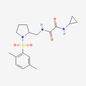 molecular formula C18H25N3O4S B2901737 N1-cyclopropyl-N2-((1-((2,5-dimethylphenyl)sulfonyl)pyrrolidin-2-yl)methyl)oxalamide CAS No. 896289-68-2