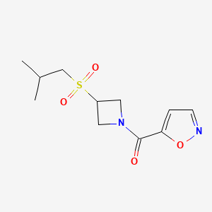 molecular formula C11H16N2O4S B2901742 (3-(Isobutylsulfonyl)azetidin-1-yl)(isoxazol-5-yl)methanone CAS No. 1797177-52-6